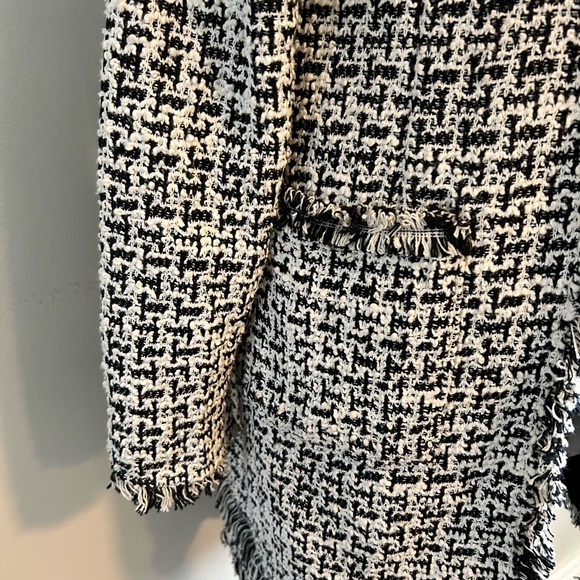 Y2K LAUNDRY by Shelli Segal Black & White Checkered Coat with Fringe XS - Picture 2 of 8